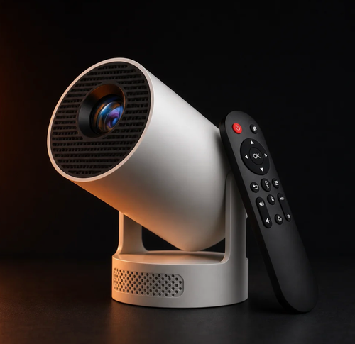 Pane Light Christmas projector product close-up with remote