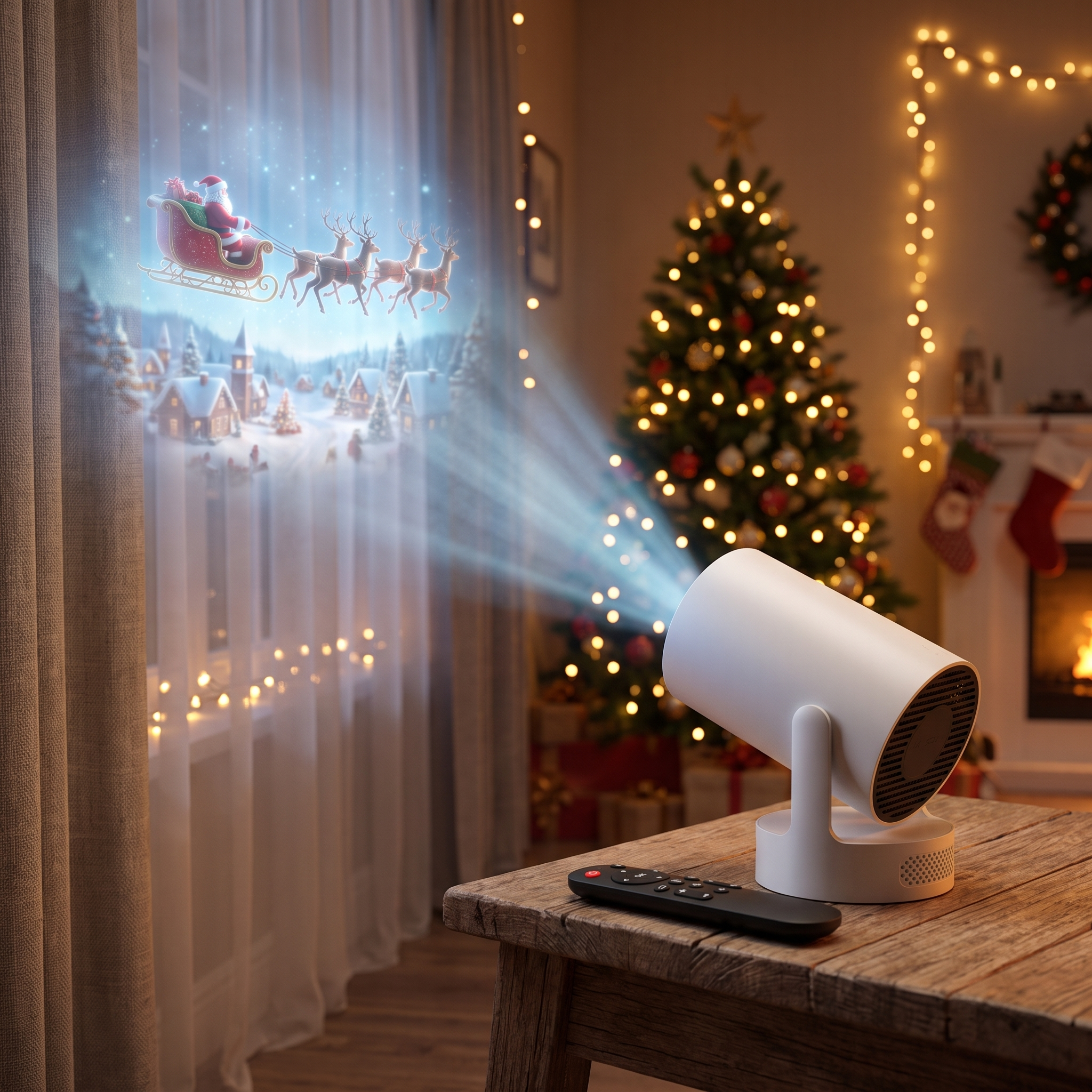 Pane Light projector window sleigh 3D Christmas projection